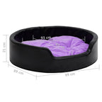  VidaXL Hundebett Schwarz-Violett 99x89x21 Cm Plüsch Und Kunstleder