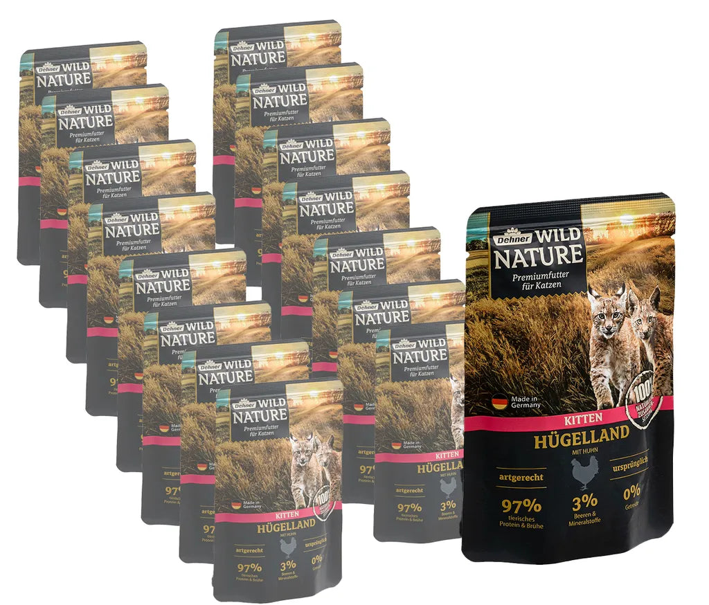  Dehner Wild Nature Katzenfutter Kitten, Hügelland, Huhn, 16 X 85 G (1.36 Kg)