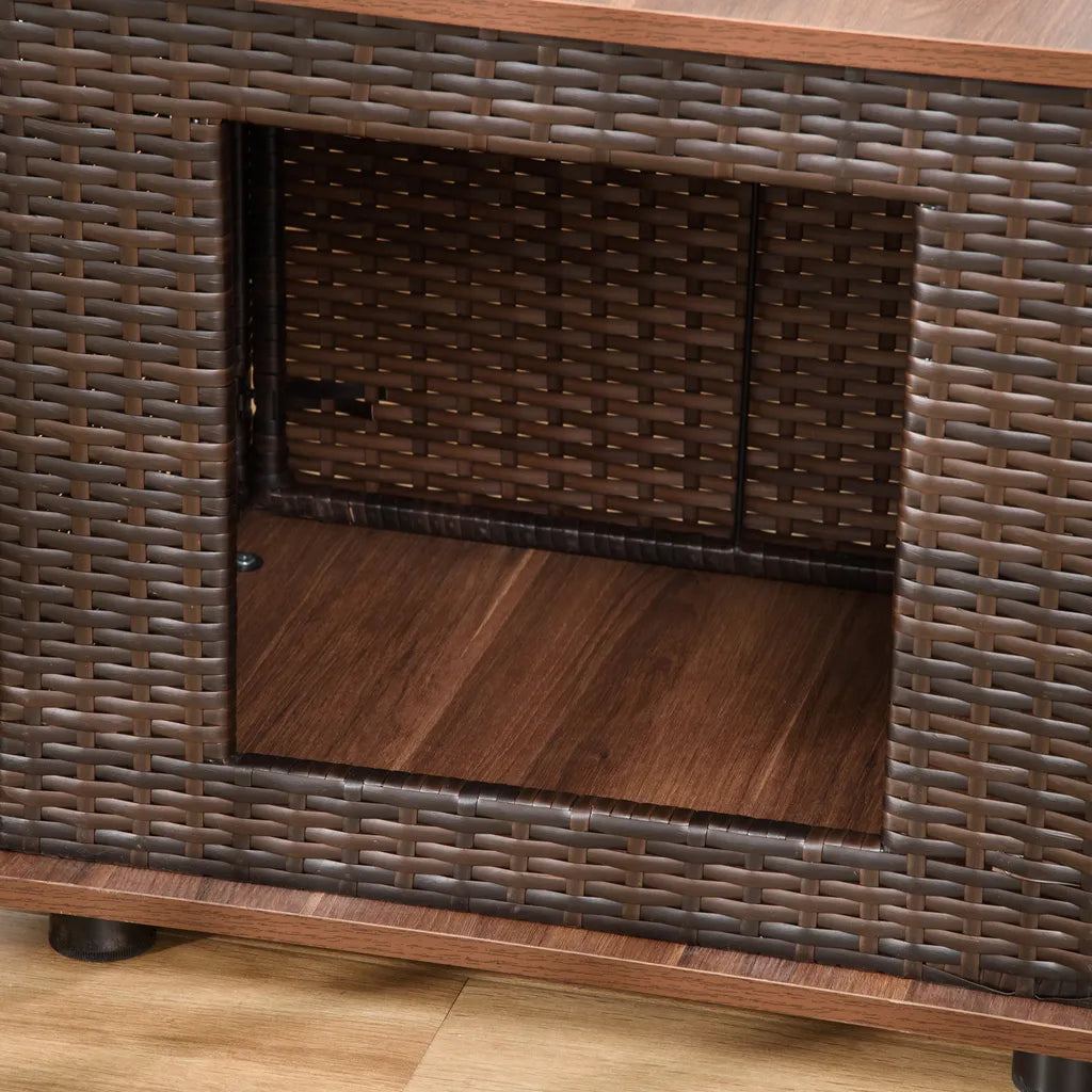  PawHut Rattan Hundehütte Hundehaus Mit Kissen Hundehöhle Hundematratze Haustierbett Für Drinnen Und Draußen Spanplatte Braun 60 X 44 X 51,5 Cm