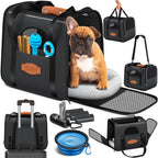  LOVPET® Hundebox Hundetasche Transportbox 2in1 Hunde & Katzentasche Hundetransportbox Inkl. Pet-Kissen + 3x Beutelrollen + Napf 44x31x36xm Transporttasche Für Haustiere, Haustiertransportbox, Farbe:Anthrazit