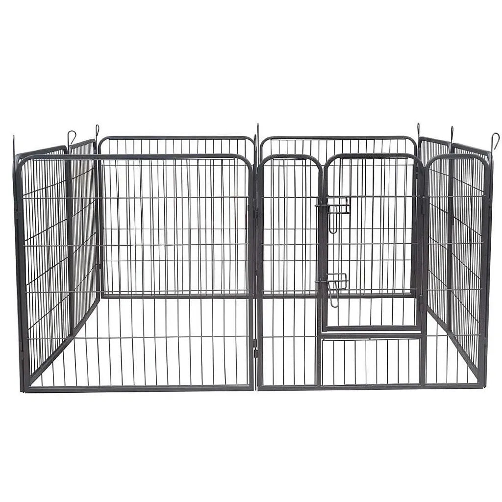 Mucola 8 Elemente 80x80cm Welpenauslauf Laufgitter Welpenzaun Welpenfreigehege Silber Welpenzaun Welpenlaufstall Hundeauslauf Freilaufgehege Gitter