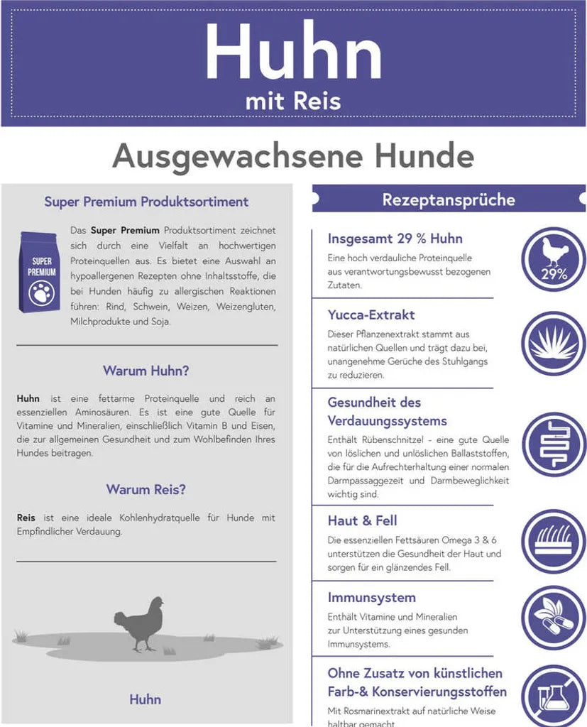  X-CLASS Huhn Mit Reis Für Ausgewachsene Hunde, Super Premium Alleinfuttermittel, 12kg