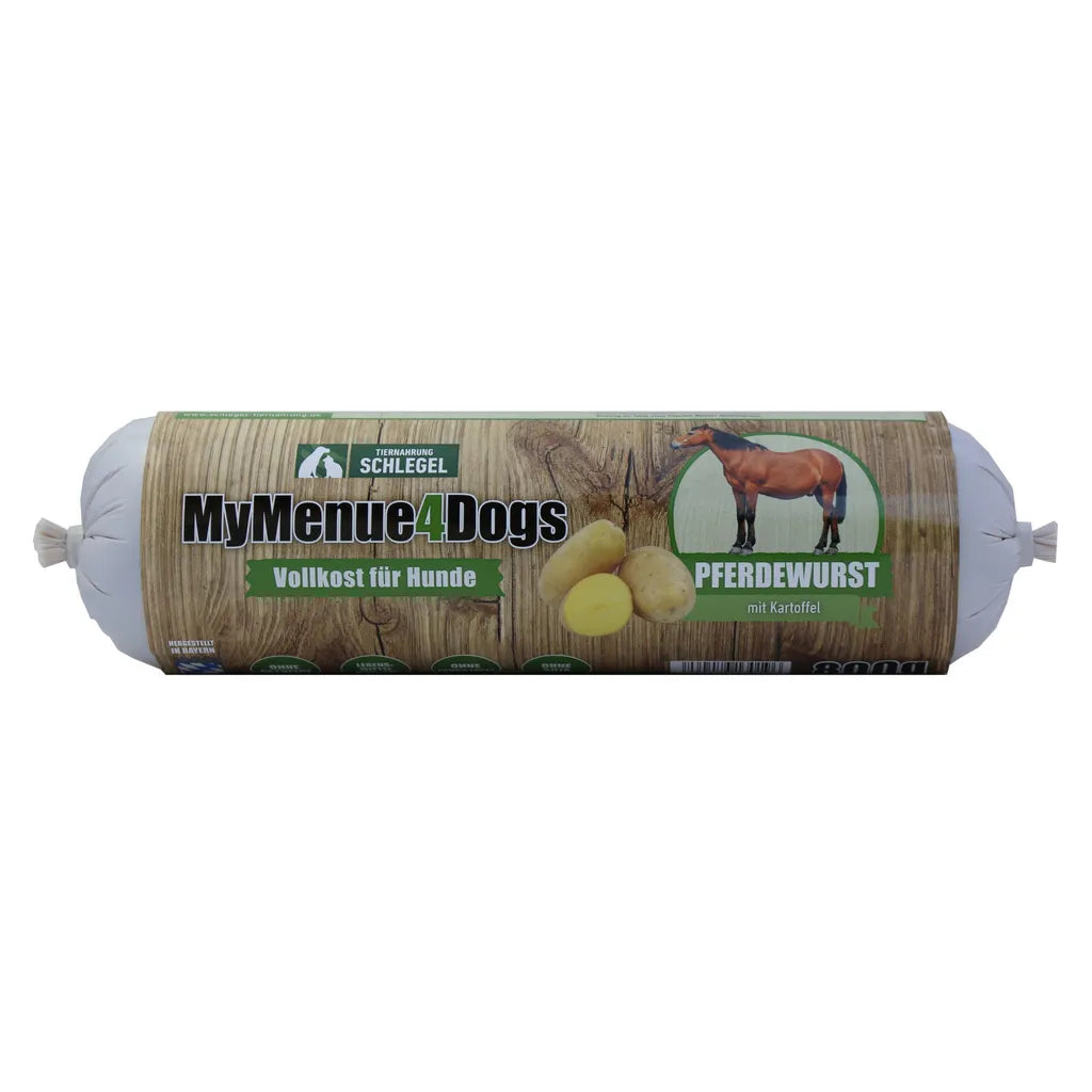  MyMenue4Dogs Hundefutter Pferdewurst - 8x 800g