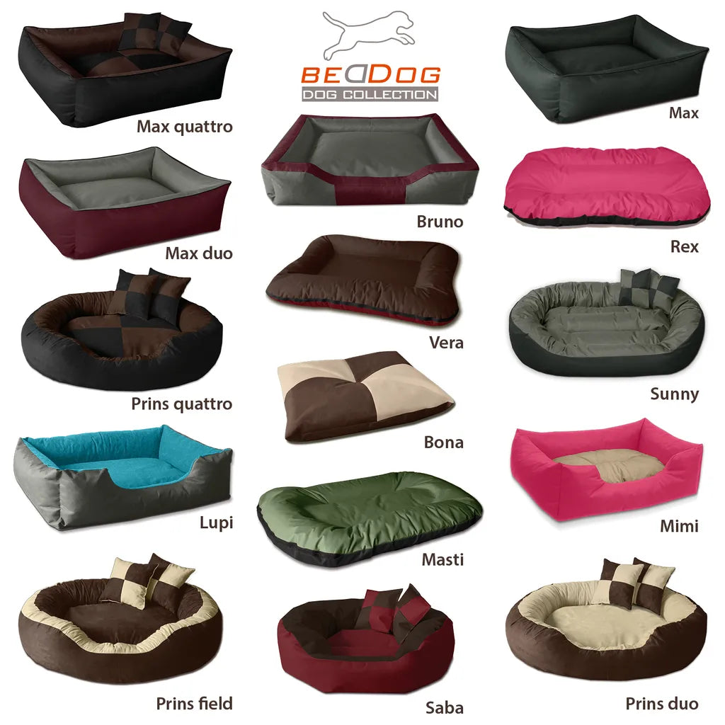  BedDog® Hundebett LUPI, Hundesofa Aus Cordura, Microfaser-Velours, Waschbares Hundebett Mit Rand, Hundekissen Vier-eckigfschad, Größe:XL, Farbe:THE-ROCK (schwarz/grau)