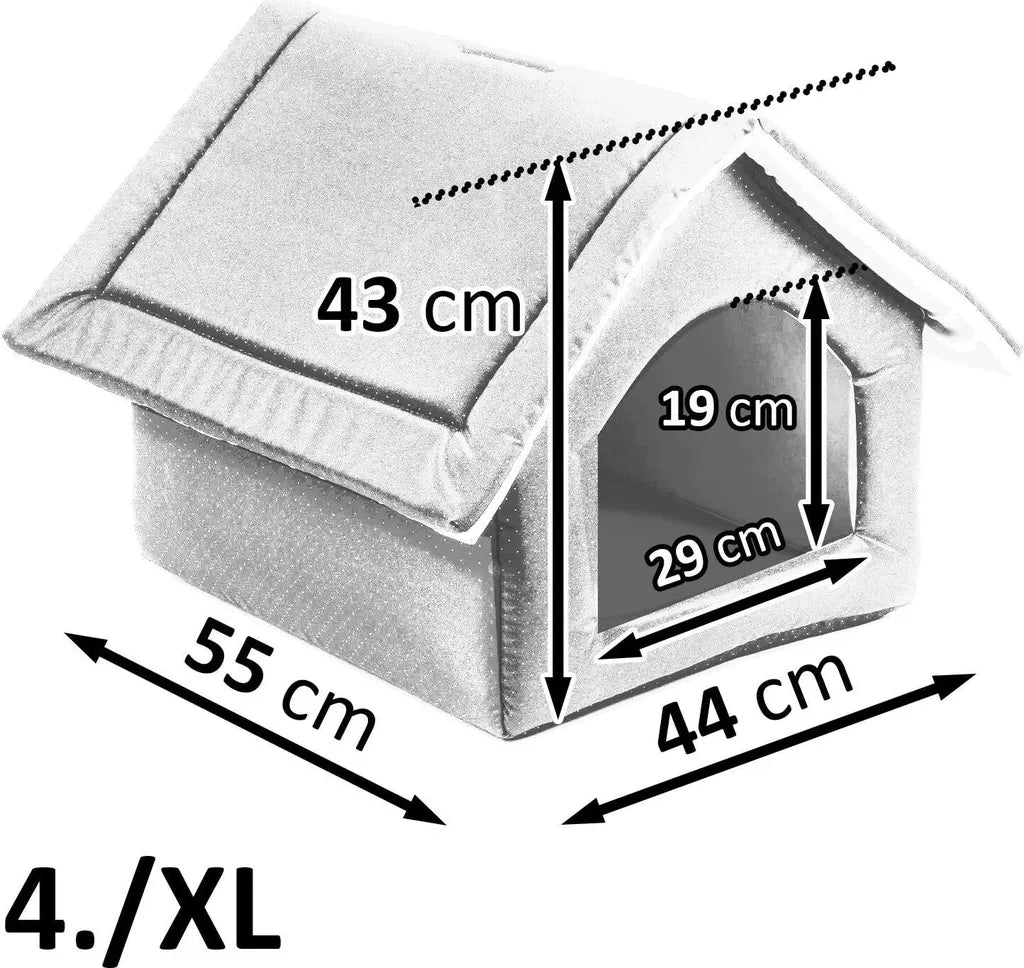  Elegant Hundehöhle, Hundehütte | Größe XL: 44 X 55 X 43 Cm | Farbe: Braun - Muster: Pfoten
