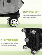  Pecute Pet Stroller 2 In 1 Hunde-Transportboxen,Hunderucksack Mit Trolley Abnehmbarer Faltbarer Hundetrolley Mit Fensterbis 15 Kg,Grau