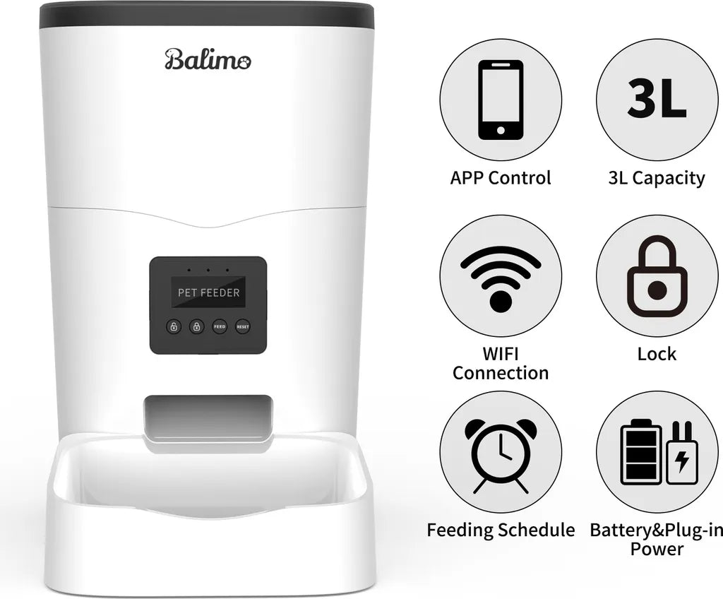  3L WIFI Elektronischer Futterautomat Futterspender Automatischer Futternapf Für Katzen Hunde Programmierbar 4 Mahlzeiten Pro Tag Netzteil / Batterie
