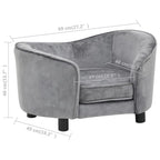  VidaXL Hundesofa Grau 69x49x40 Cm Plüsch