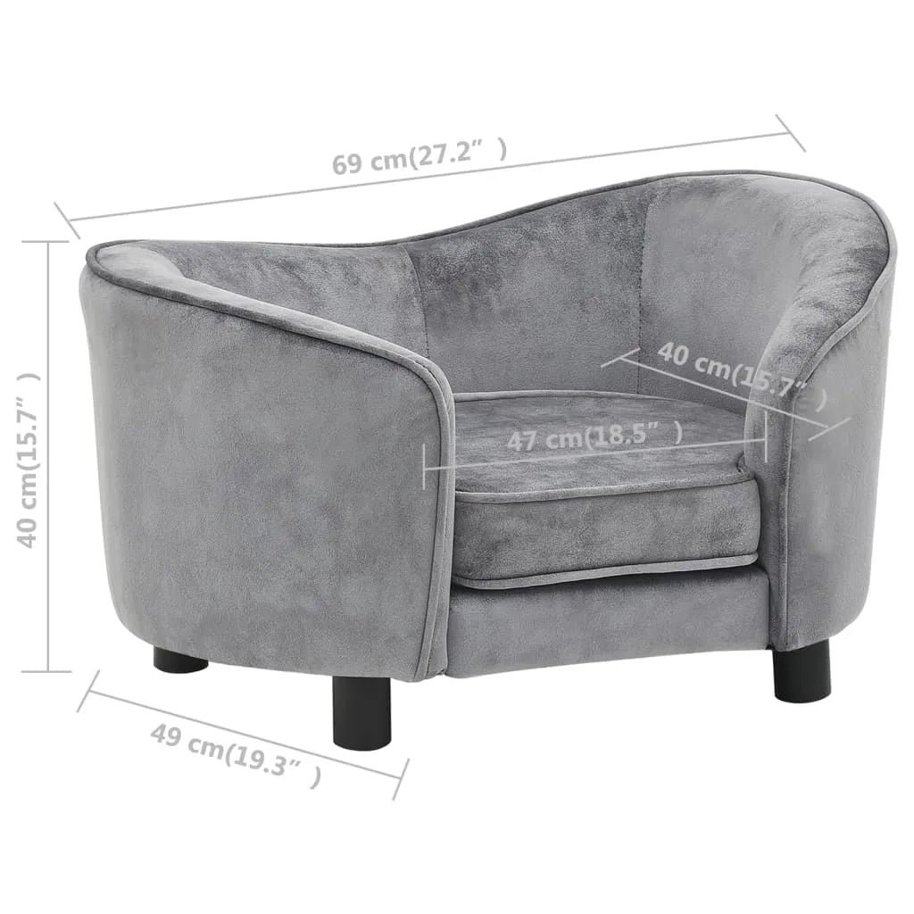  VidaXL Hundesofa Grau 69x49x40 Cm Plüsch