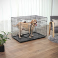  FEANDREA Hundebox Mit 2 Türen 122 X 74,5 X 80,5 Cm Hundekäfig Zusammenklappbar Schwarz PPD48BK