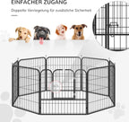  PawHut Welpenauslauf Freigehege Laufstall Für Haustier Laufgitter Laufstall Hundegehege Individuell Gestaltbare Form Mit Tür Metall 79 X 79 Cm Schwarz