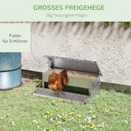  PawHut Futterautomat Hühner 5 Kg Füllmenge Hühnerfutterautomat Futterspender Geflügel-Futterspender Mit Deckel Für Hühner Und Geflügel Wasserdicht Automatisch Silber 56 X 36 X 18,5 Cm