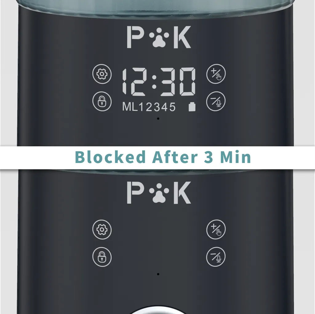  P&K 4L Automatischer Futterautomat Touch Futterspender Für Katzen Und Hunde, 1-5 Mahlzeiten Pro Tag, Netzteil / Batterie, Schwarz