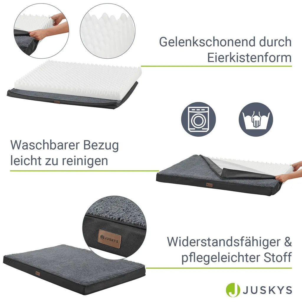  Juskys Hundebett Milow Orthopädisch 112x81cm - Hundekissen Flauschig & Stabil - Bezug Abnehmbar & Waschbar – Hundematte Für Große Hunde - Grau
