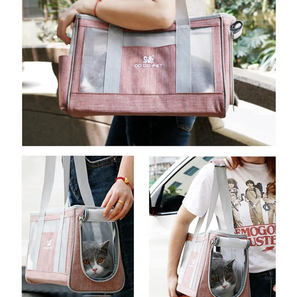  Haustier Tasche Tragbar Katze Handtasche Schultertasche Reise Handtasche Grau Hunde-Transportboxen L Größe 44*17*29cm