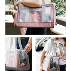  Haustier Tasche Tragbar Katze Handtasche Schultertasche Reise Handtasche Grau Hunde-Transportboxen L Größe 44*17*29cm