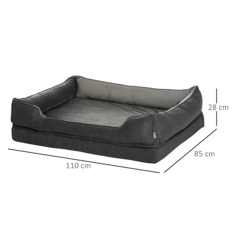  PawHut Hundebett Hundematte Haustierbett Hundematratze Bezug Abnehmbar Waschbar Hundebett Tierbett Hundesofa Haustierbett Für Hunde Katzen Memory-Schaum Grau 110 X 85 X 28 Cm