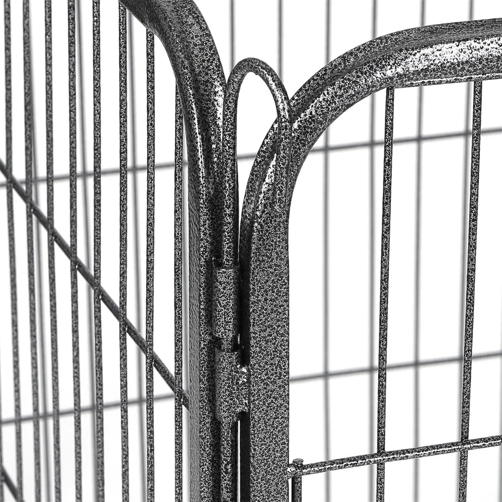  FEANDREA Welpenauslauf Aus Metall 122 X 80 X 70 Cm Welpengitter Welpenzaun Freilaufgehege Tierlaufstall Für Hunde Grau PPK04GY