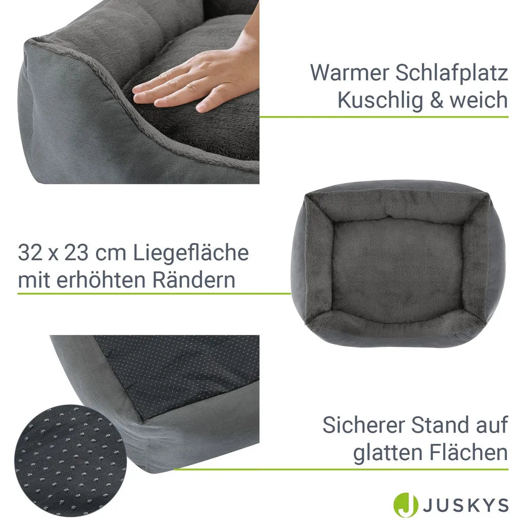  Juskys Hundebett Eila S – Hundekorb 50 X 37 X 15 Cm – Orthopädisches Hundekissen Waschbar & Flauschig - Haustierbett Für Kleine Hunde & Katzen In Grau