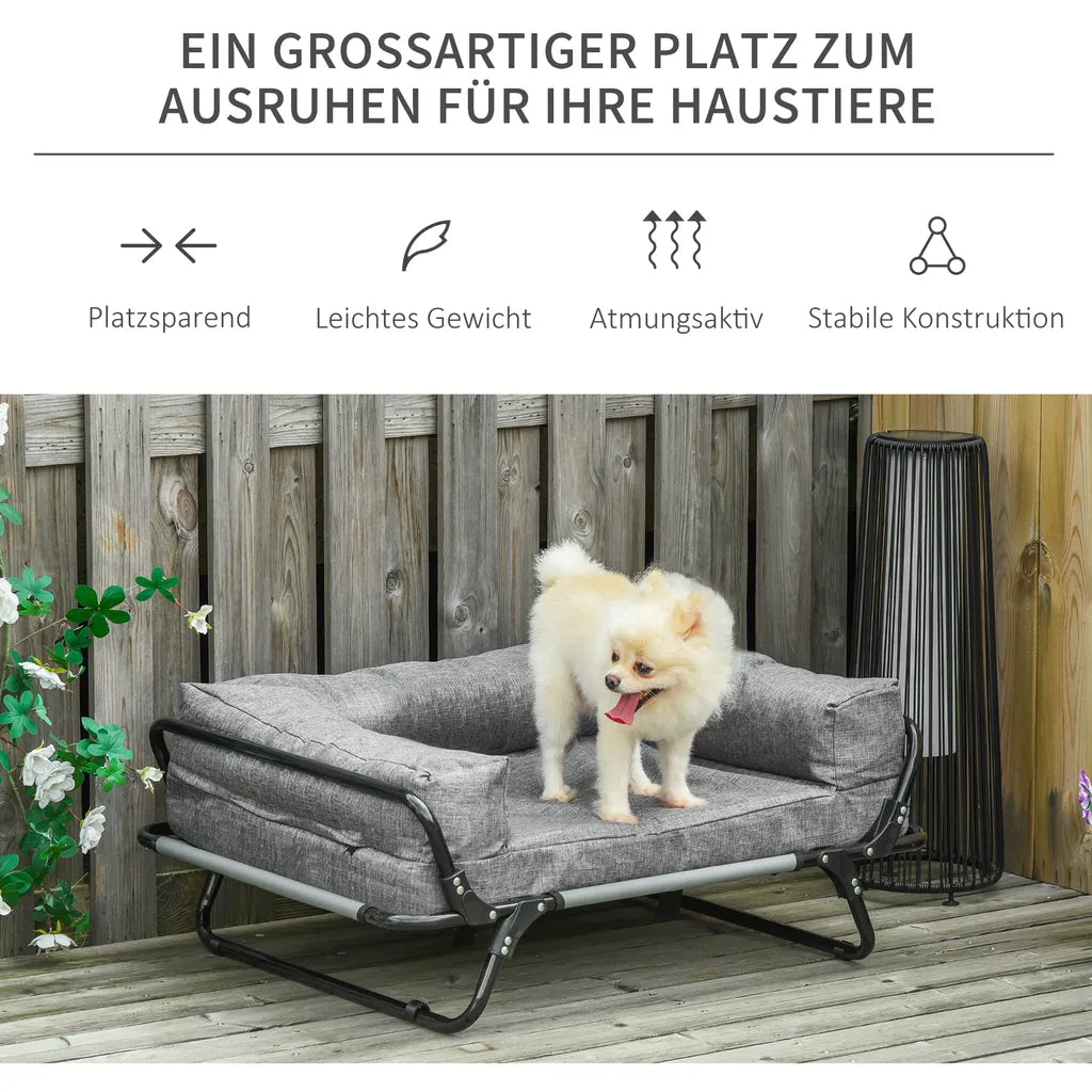  PawHut Hundesofa 2 In 1 Haustiersofa Und Hundeliege Katzensofa Erhöhtes Hundebett Schlafplatz Für Katzen Hunde Abnehmbar Oxfordstoff Grau 80 X 59 X 36 Cm