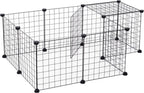  PawHut Gittergehege Freigehege Laufgehege Für Kleintiere Laufstall Kleintierkäfig Metallgitter Flexibel Umformbar Schwarz 106 X 73 X 36 Cm