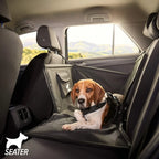  GÜTEWERK SEATER Hundesitz Für Auto Rücksitz Für Kleine Bis Mittlere Hunde Max 45 Cm Schulterhöhe - Stabiles & Wasserfestes Material Schwarz - Hunde-Autositz Für Rückbank Faltbar - Schutz Für Autositze