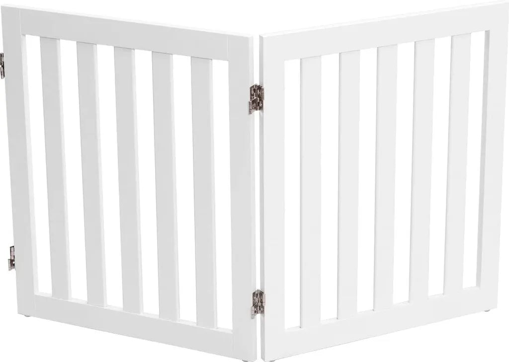  COSTWAY Absperrgitter Hunde 60cm Hoch, Schutzgitter Holz Klappbar, Treppengitter Hundeabsperrgitter Flexibel Türschutzgitter (2 Paneelen, Weiß)