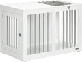  PawHut Hundekäfig, Hundehütte Mit Tischplatte, Haustierkäfig Für Mittelgroße Hunde, Hundebox Mit Türen, Hundehaus, Beistelltisch, Transportkäfig, Weiß, 80 X 50 X 56,5 Cm