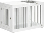  PawHut Hundekäfig, Hundehütte Mit Tischplatte, Haustierkäfig Für Mittelgroße Hunde, Hundebox Mit Türen, Hundehaus, Beistelltisch, Transportkäfig, Weiß, 80 X 50 X 56,5 Cm