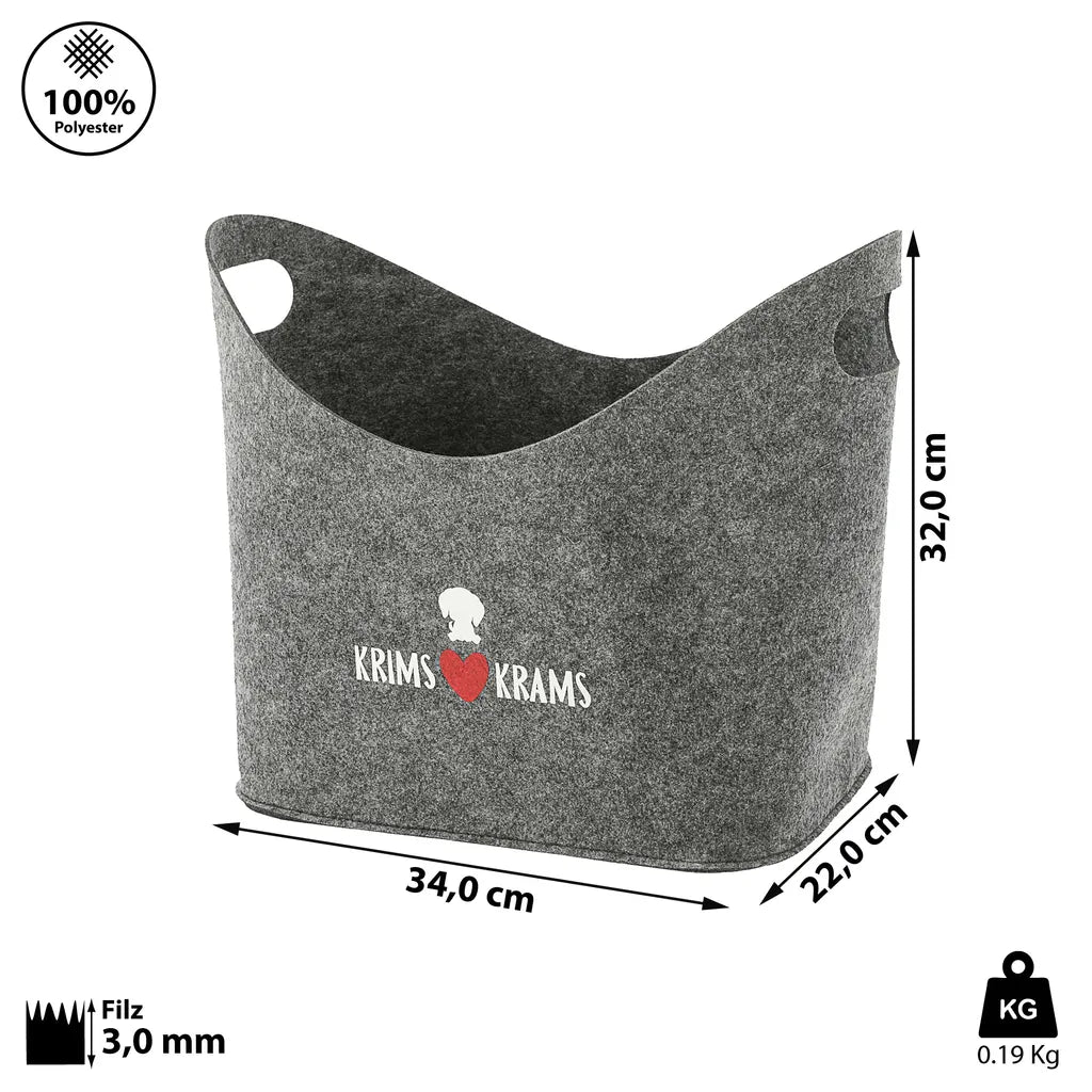  Aufbewahrungskorb "Hundekopf" Hundespielzeug Aufdruck 34x32x22cm Hellgrau Hund Ordnungskorb Filzbox