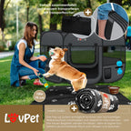  LOVPET® Welpenlaufstall Tierlaufstall Faltbar Für Kleintiere Hunde, Katzen Inkl. Hundenapf Hundelaufstall Freigehege Oxfordgewebe Pop-up System Indoor & Outdoor, Farbe:Anthrazit / Schwarz