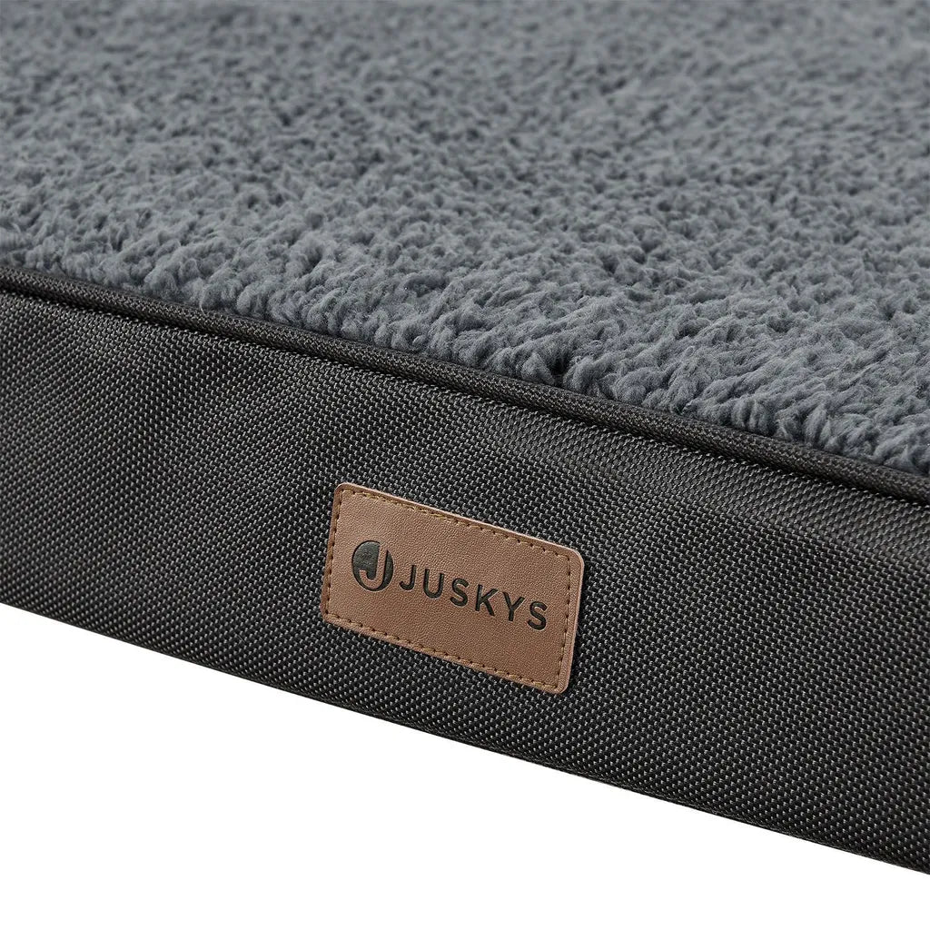  Juskys Hundebett Milow Orthopädisch 92x69cm - Hundekissen Flauschig & Stabil - Bezug Abnehmbar & Waschbar – Hundematte Für Mittlere Hunde - Grau