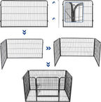  FEANDREA Welpenauslauf Aus Metall 122 X 80 X 70 Cm Welpengitter Welpenzaun Freilaufgehege Tierlaufstall Für Hunde Grau PPK04GY