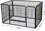  FEANDREA Welpenauslauf Aus Metall 122 X 80 X 70 Cm Welpengitter Welpenzaun Freilaufgehege Tierlaufstall Für Hunde Schwarz PPK04BK