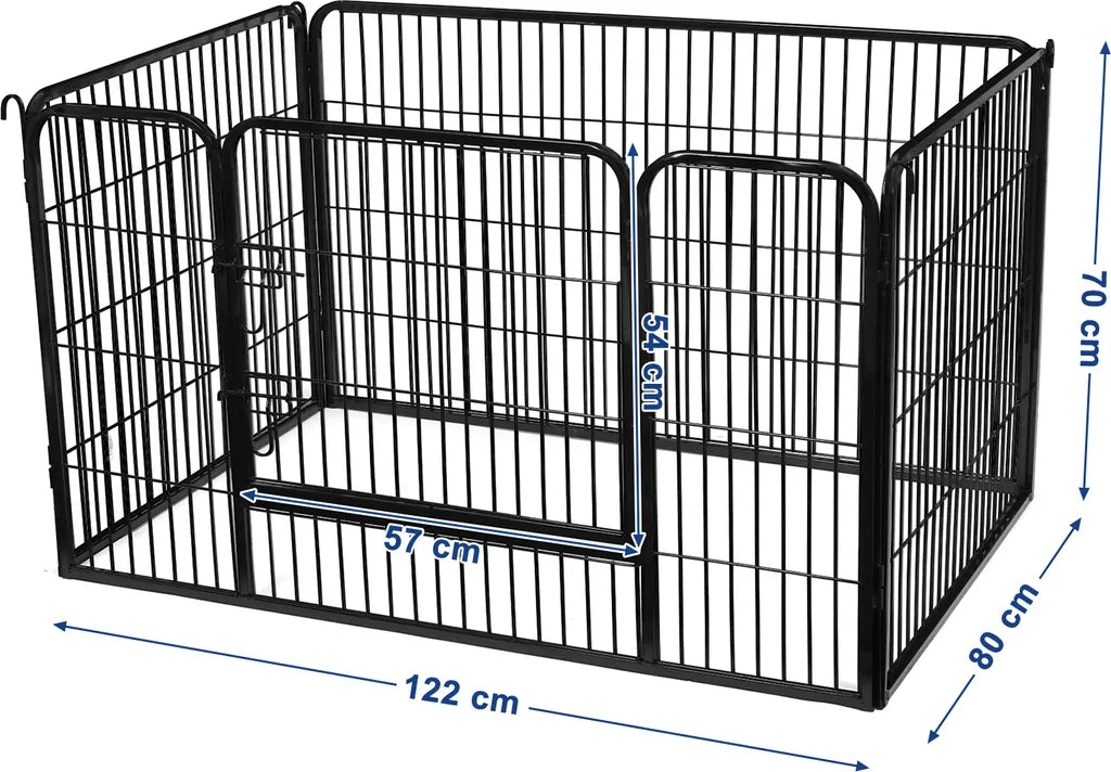  FEANDREA Welpenauslauf Aus Metall 122 X 80 X 70 Cm Welpengitter Welpenzaun Freilaufgehege Tierlaufstall Für Hunde Schwarz PPK04BK