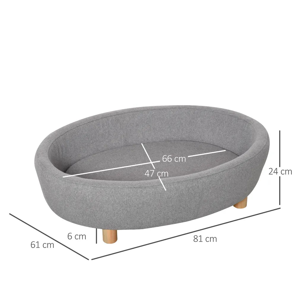  PawHut Hundesofa Haustiersofa Oval Morderne Gebürstetes Stoff Für Kleine Hunde Und Katzen 81 X 61 X 24 Cm Grau