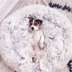  Hundebett Katzenbett Flauschige Hundekissen Haustier Tierbett Hundekorb Kissen Weiches Plüsch Rundes Haustierbett Grau 60 Cm