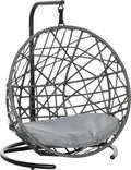  PawHut Rattan Hundehütte Mit Kissen Hundehaus Haustierbett Katzenhaus Katzenkorb Katzenhöhle Hängesessel Hängematte Für Hunde Katzen Outdoor Grau+Schwarz 60 X 53 X 76 Cm