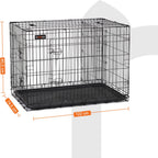  FEANDREA Hundebox Mit 2 Türen 122 X 74,5 X 80,5 Cm Hundekäfig Zusammenklappbar Schwarz PPD48BK