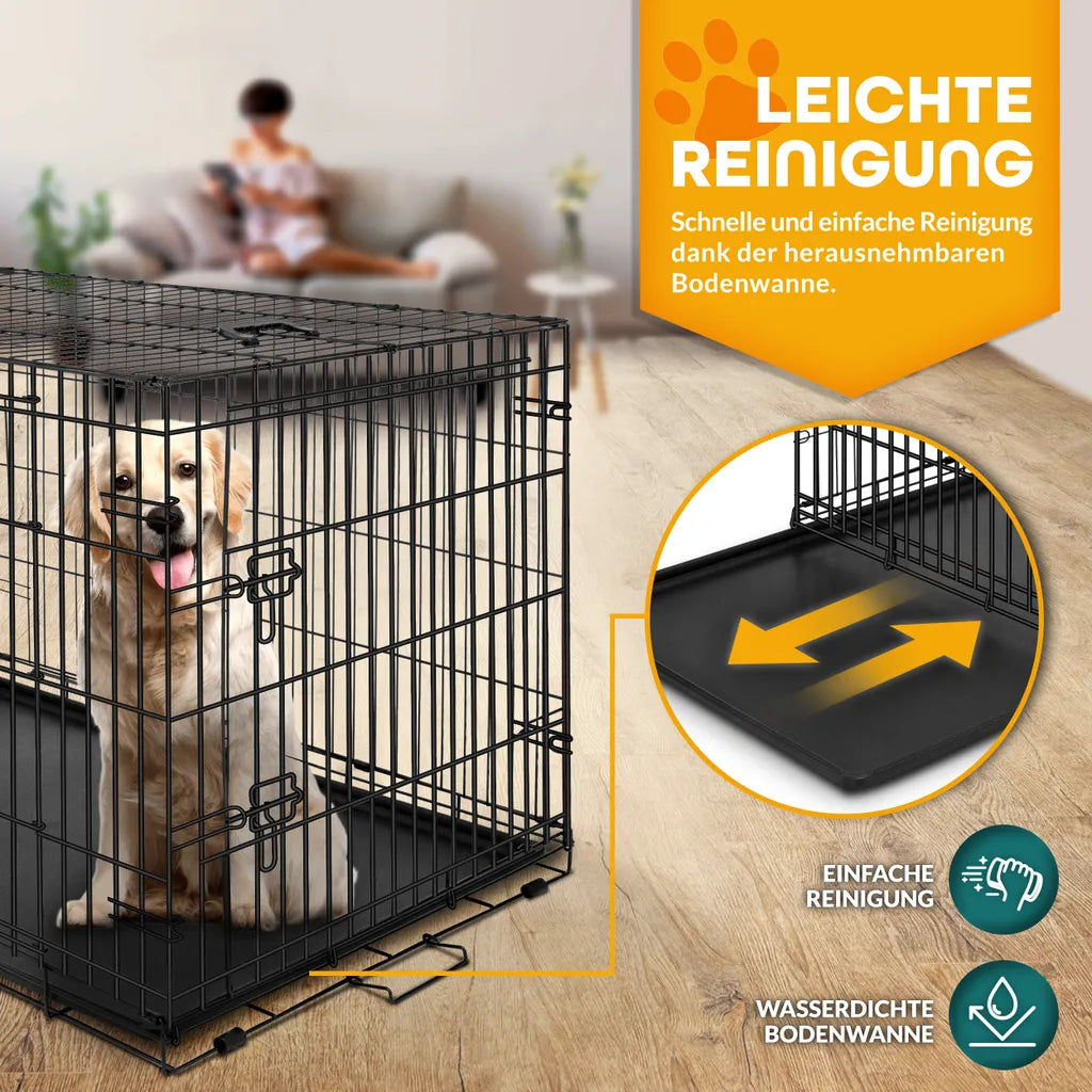  TRESKO® Hundekäfig 77x48x54cm Metall Transportkäfig Auto Hundebox Transportbox Faltbar Drahtkäfig