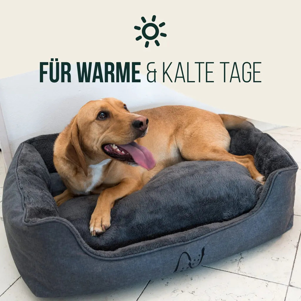  Waschbares Hundebett Mit Wendekissen, Größe L - Grau - 90*70 Cm