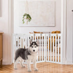  COSTWAY Absperrgitter Hunde 89cm Hoch, Schutzgitter Holz Klappbar, Treppengitter Hundeabsperrgitter Flexibel Türschutzgitter (Weiß, 3 Paneelen)