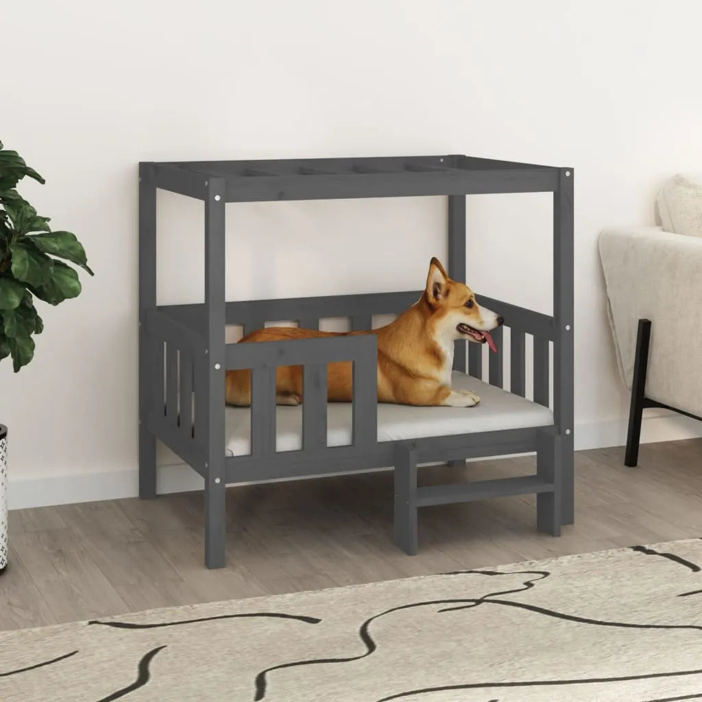  VidaXL Hundebett Grau 95,5x73,5x90 Cm Massivholz Kiefer