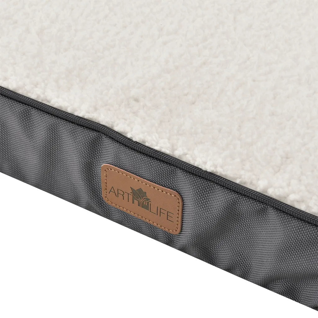  Juskys Hundebett Milow Orthopädisch - 112x81 Cm - Hundekissen Flauschig & Formstabil - Bezug Abnehmbar & Waschbar – Hundesofa Für Große Hunde - Beige