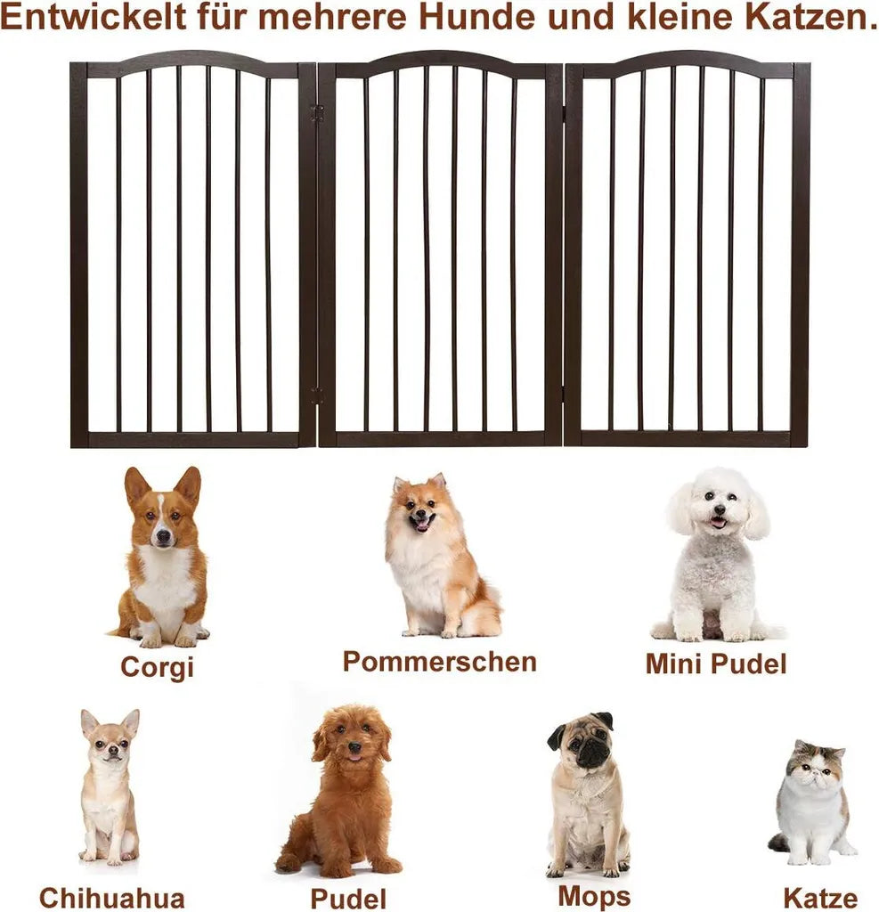  COSTWAY Absperrgitter Hunde, Schutzgitter Kieferholz Flexibel, Treppengitter Hundeabsperrgitter Tuerschutzgitter