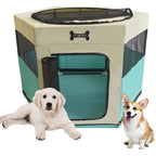 Mucola Welpenlaufstall Welpenauslauf Tierlaufstall 73x73x43 CM Türkis Beige Faltbar Freilaufgehege Hund Katze Kleintiere Hasen Haustier