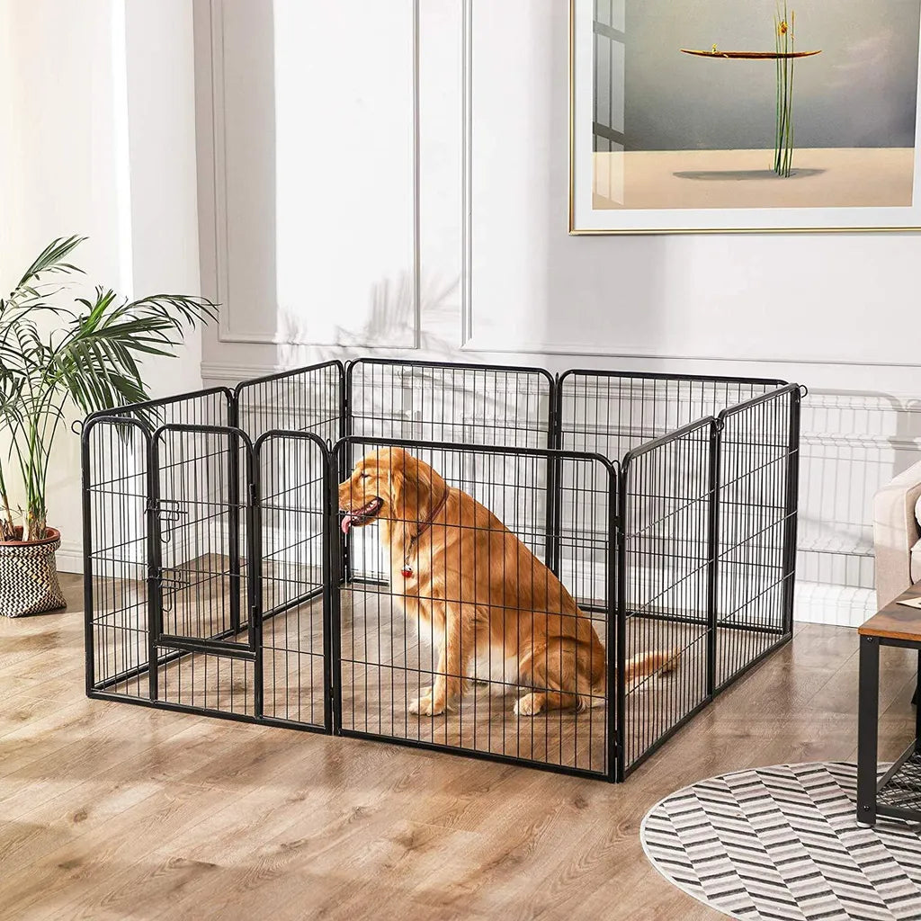  Welpenauslauf 8-Eck Für Hunde Laufgitter Laufstall Welpenlaufstall Hundegehege Für Kaninchen Kleine Haustiere FEANDREA Schwarz PPK88H
