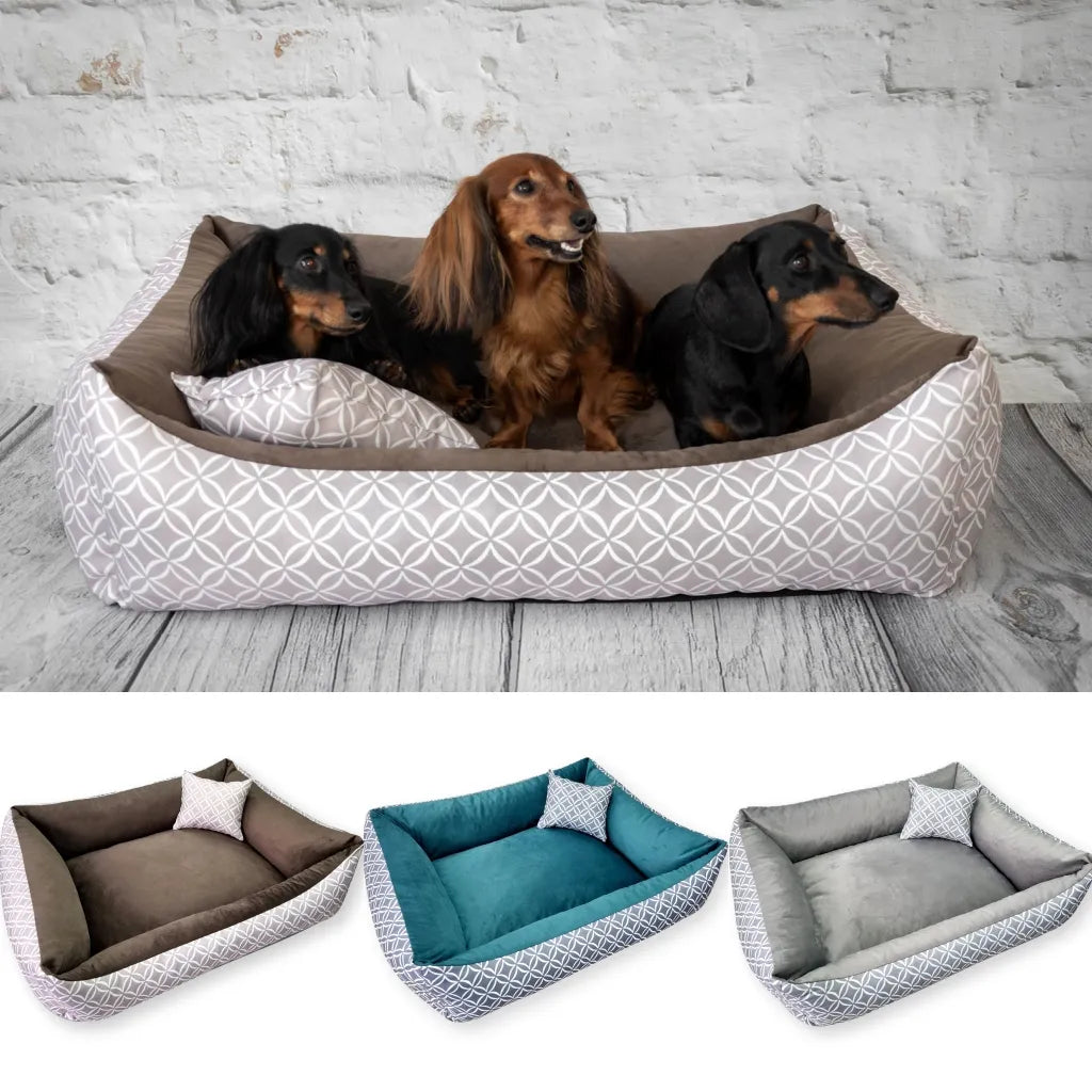  4L Textil OTTO Kuscheliges Hundebett Bezug Abnehmbar Und Waschbar Hundekorb Mittelgroße Hunde Hundekissen Flauschig Hundekörbchen Hundesofa (80x60 Cm, Boho 01)