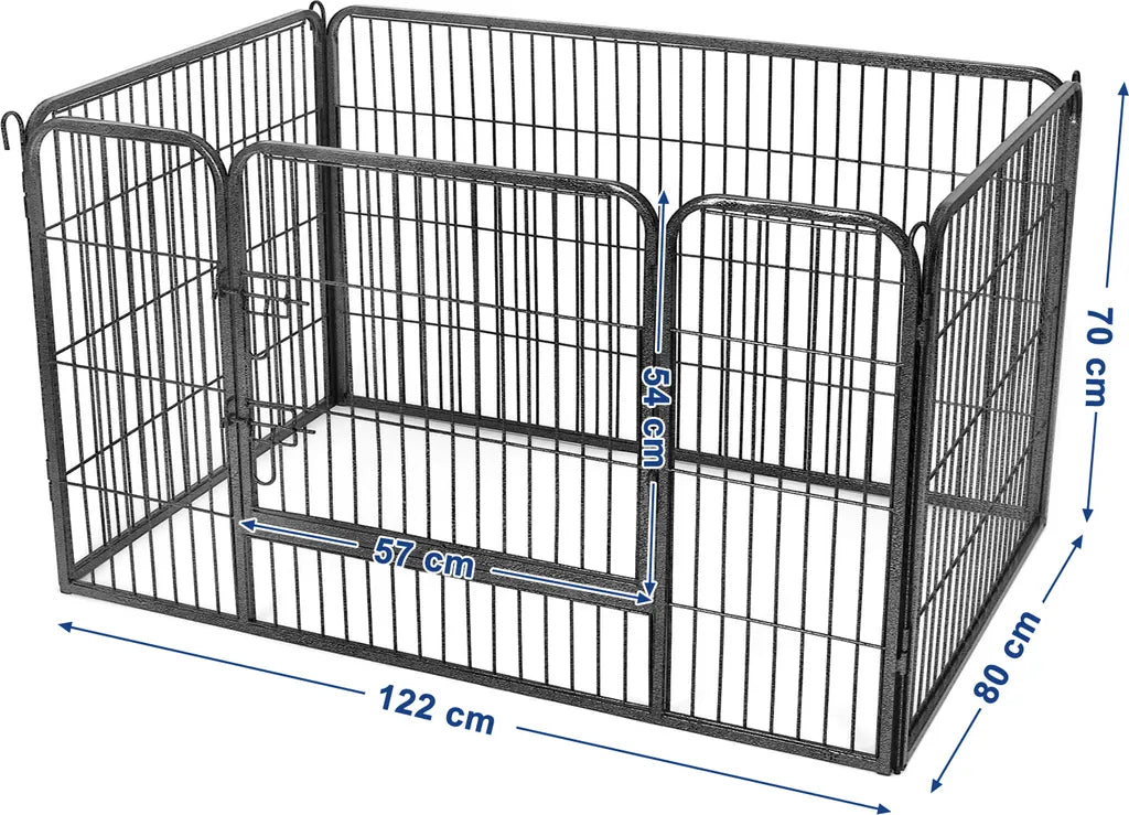  FEANDREA Welpenauslauf Aus Metall 122 X 80 X 70 Cm Welpengitter Welpenzaun Freilaufgehege Tierlaufstall Für Hunde Grau PPK04GY