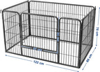  FEANDREA Welpenauslauf Aus Metall 122 X 80 X 70 Cm Welpengitter Welpenzaun Freilaufgehege Tierlaufstall Für Hunde Grau PPK04GY